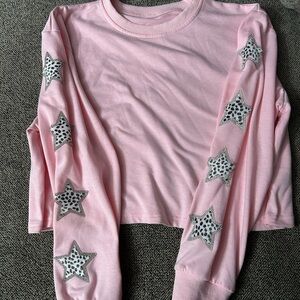 Pink leopard Star Sleeve shirt